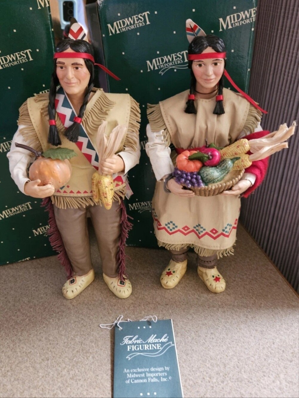 Vintage Collectible Native American Indian Man Woman Midwest Imports Home Decor